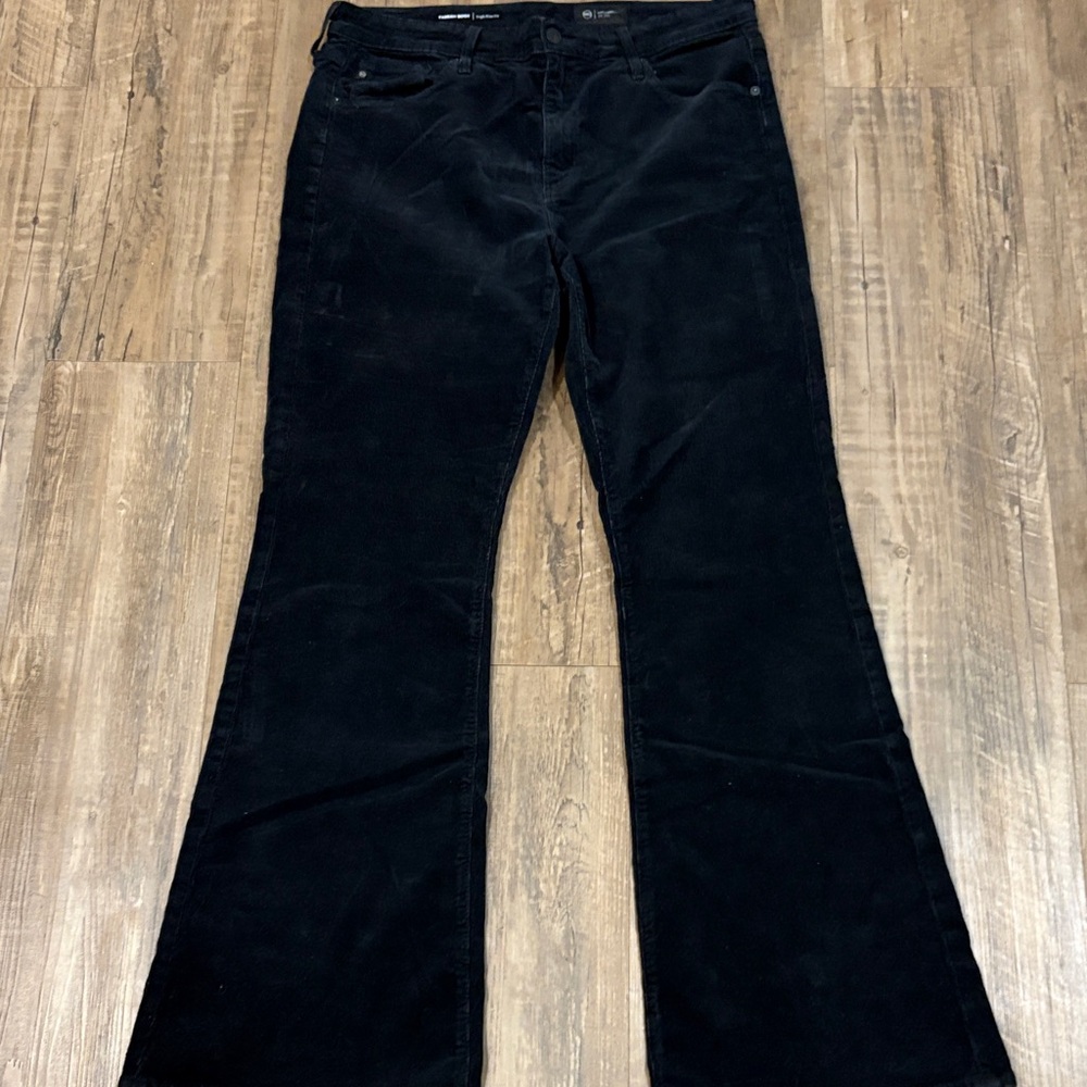 AG Adriano Goldschmied Black  Corduroy Farrah Bootcut  Pants